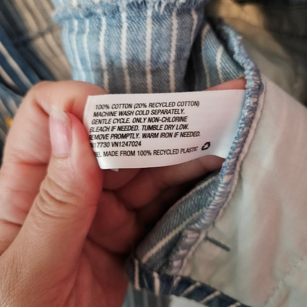 Future Collective Gabriella Karefa-Johnson Striped Denim Jacket Blue White 1X - Picture 9 of 9
